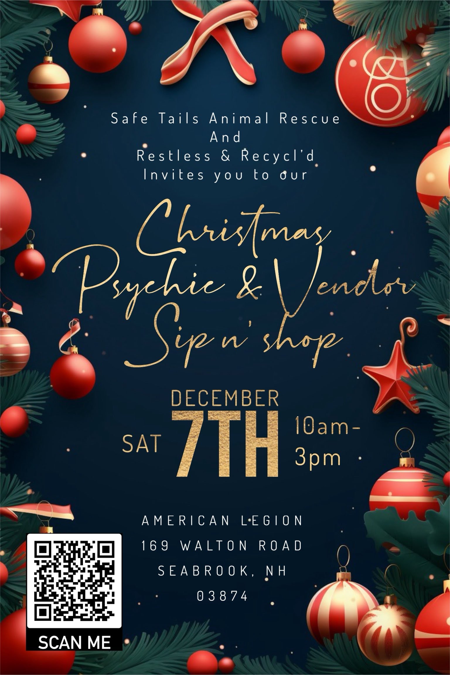 See Rev. Raena Wilson at Christmas Psychic Fair to benefit animal rescue and families in need this holiday season. December 7, 10-3pm Seabrook American Legion